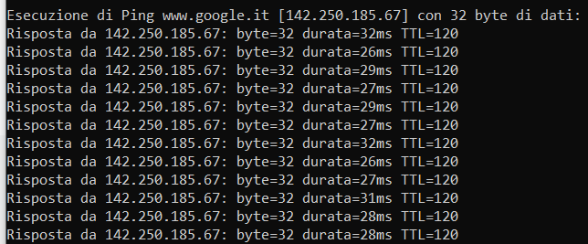 2021-09-18 10_57_01-Prompt dei comandi - ping  www.google.it -t
