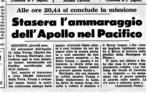 Apollo 16 1972 04 27 Stampa Sera